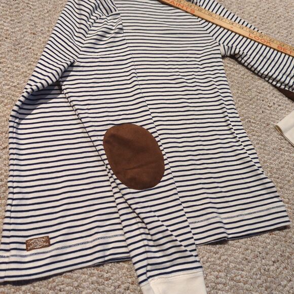 Lauren Ralph Lauren Top Shirt Womens XL Striped Elbow Patches Zipper Preppy - Picture 5 of 9
